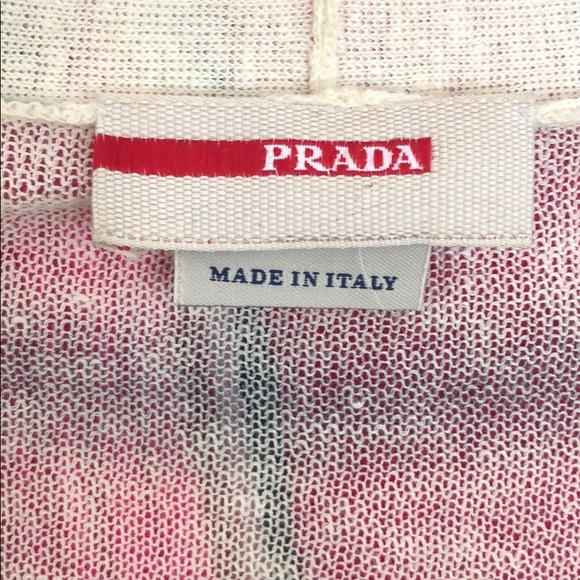 Prada white cropped sweater with blue stripes